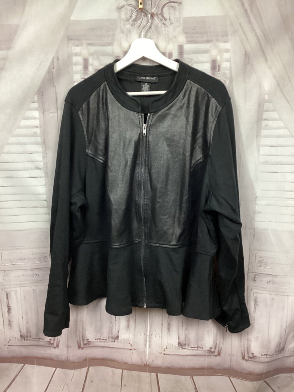 Lane Bryant Faux Leather Black Jacket Preplem 24